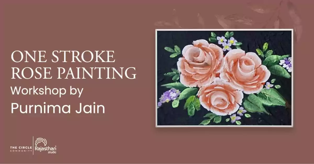One stroke rose painting by Purnima jain
