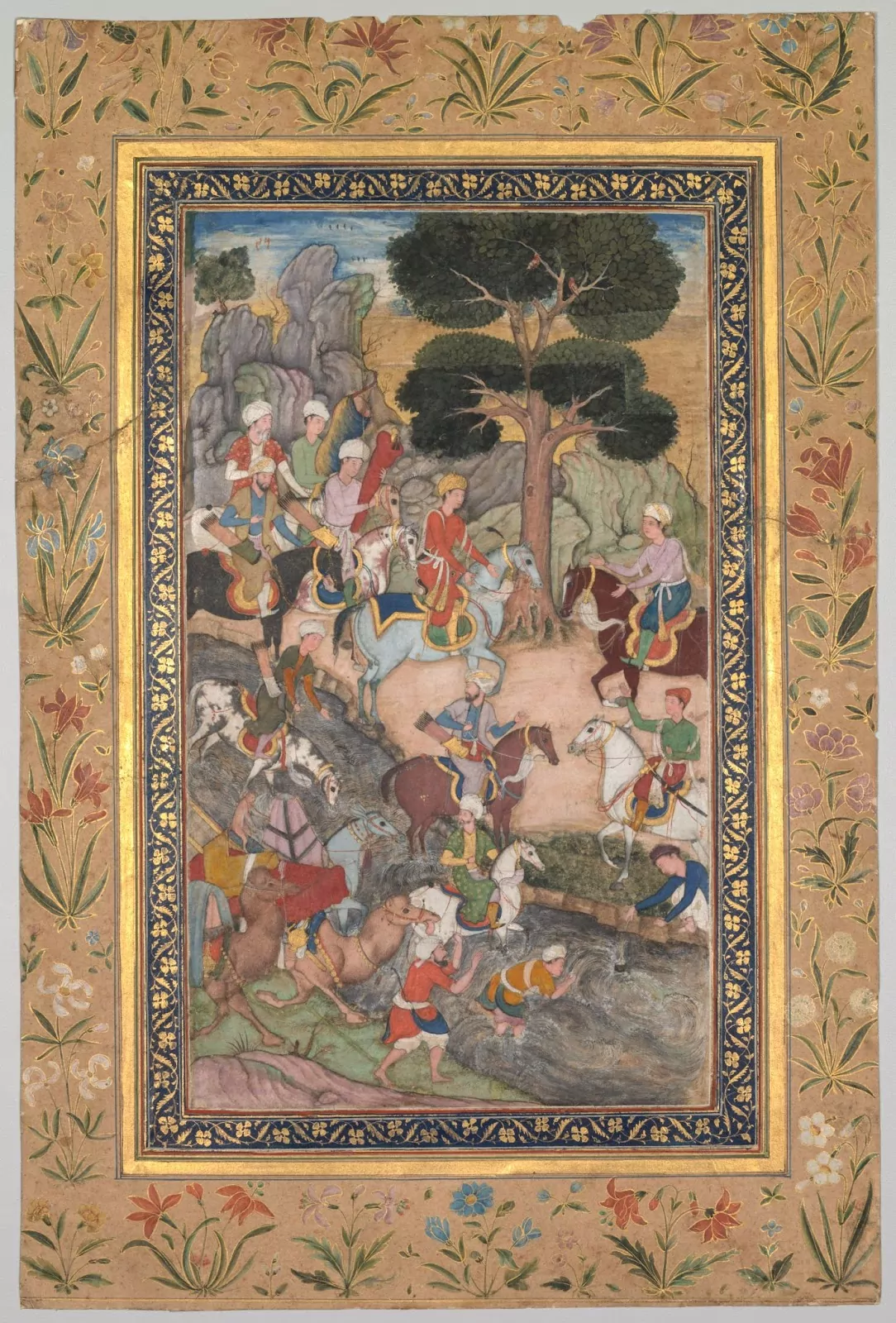 Babur meeting with Sultan Ali Mirza at the Kohik River, from a Babur-nama (Memoirs of Babur) c. 1590. Image credit: Cleveland Museum of Art
